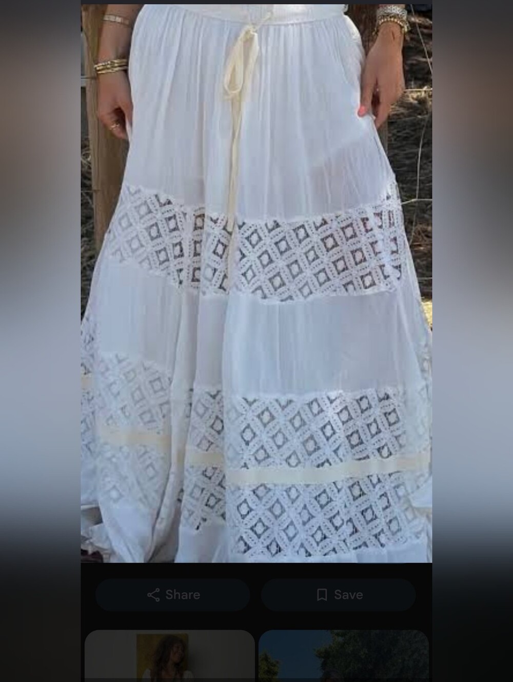 Free People Cream White Lace-Tier Maxi Skirt